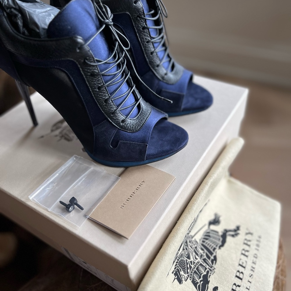 Authentic Burberry Peep Toe Ankle Booties